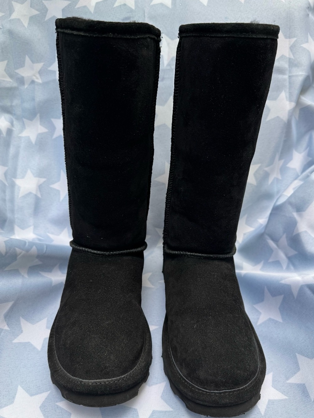 BearPaw Tall Black Suede Women's Winter Boots